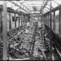Interior of streetcar damaged in 1935 strikes
